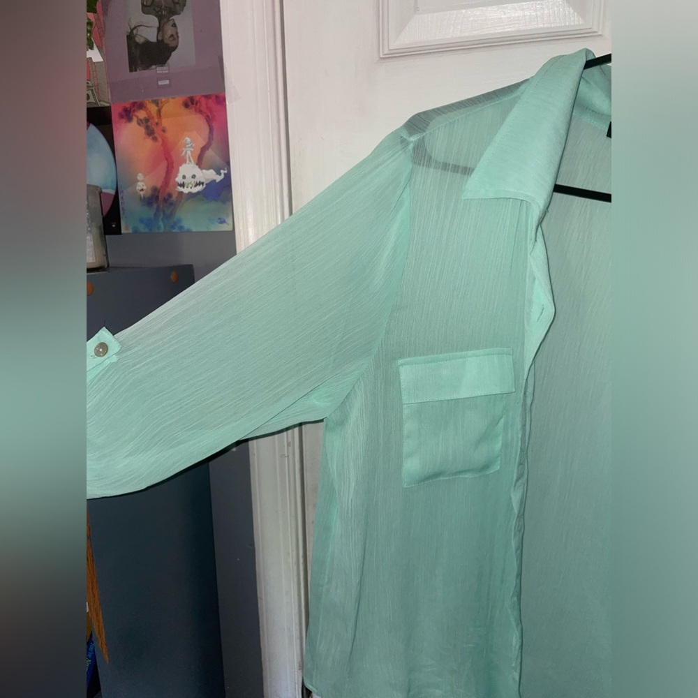 About A Girl Teal Button Up Top - Picture 3 of 8